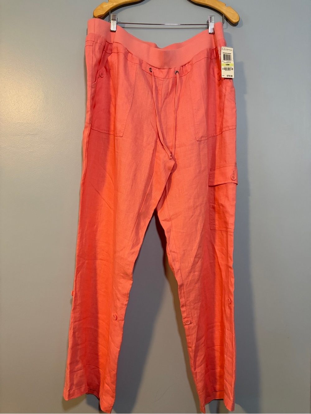 INC International Concepts Coral Straight-Leg Cargo Pants Linen